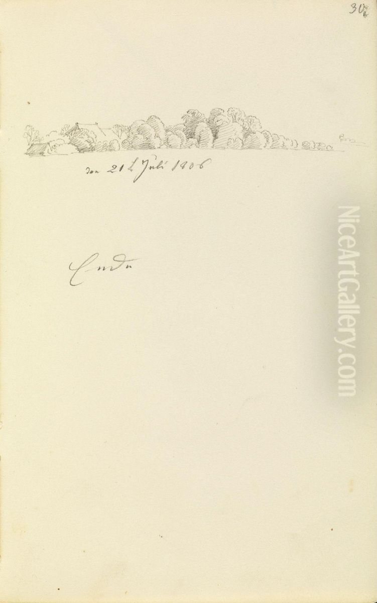 Gehoft in einer Baumlandschaft Oil Painting by Caspar David Friedrich