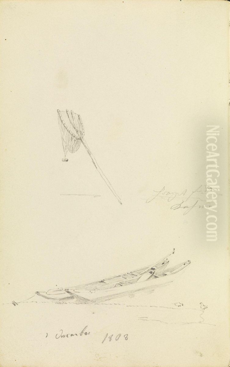 Kascher und Kahne an der Elbe Oil Painting by Caspar David Friedrich