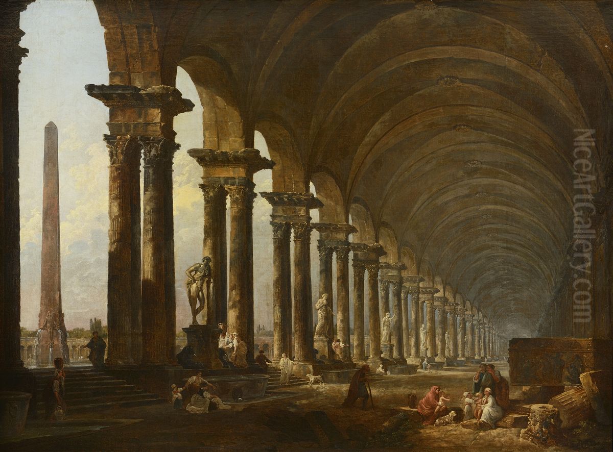 La Colonnade Oil Painting by Hubert Robert