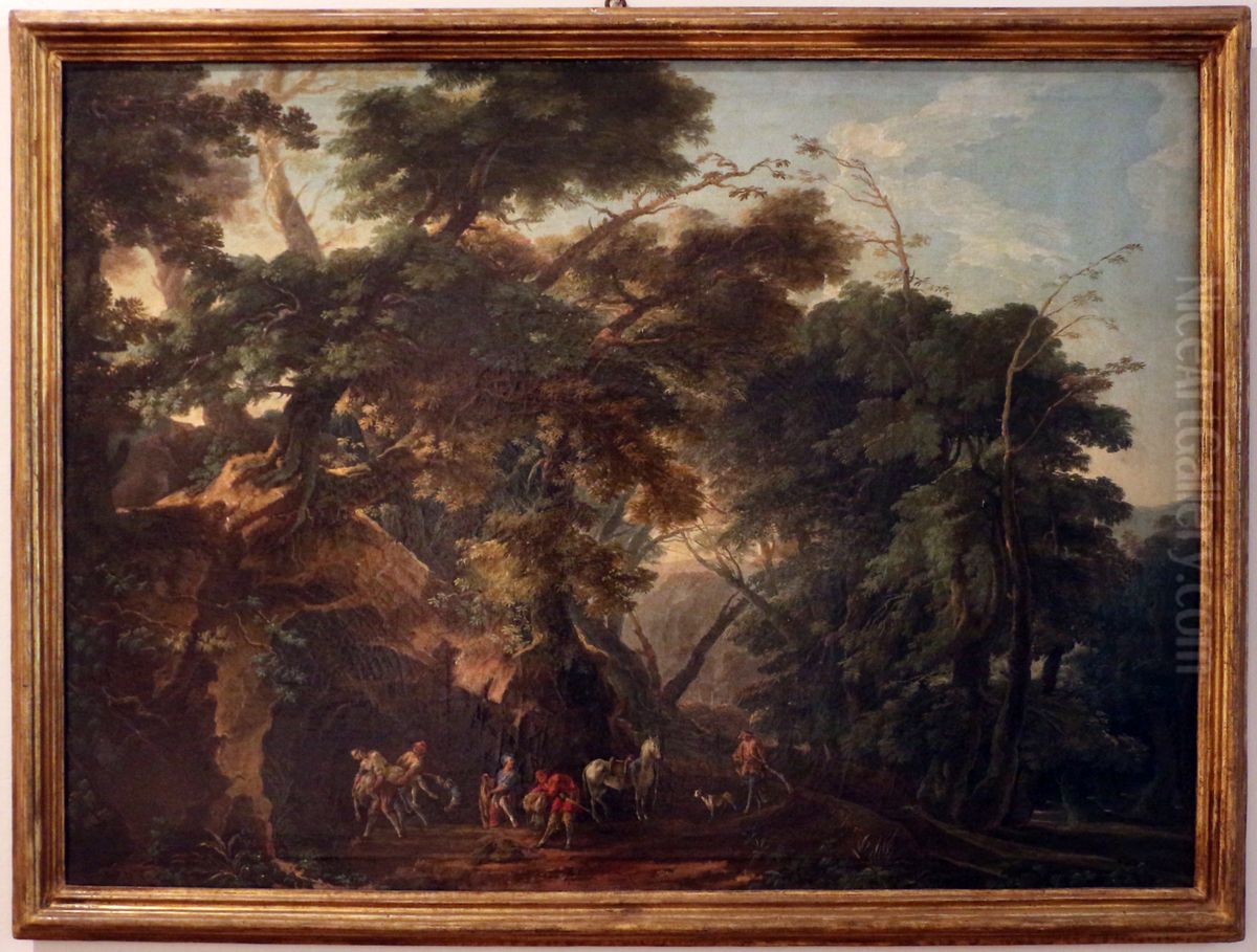 capriccio con sepoltura di una cadavere Oil Painting by Hubert Robert