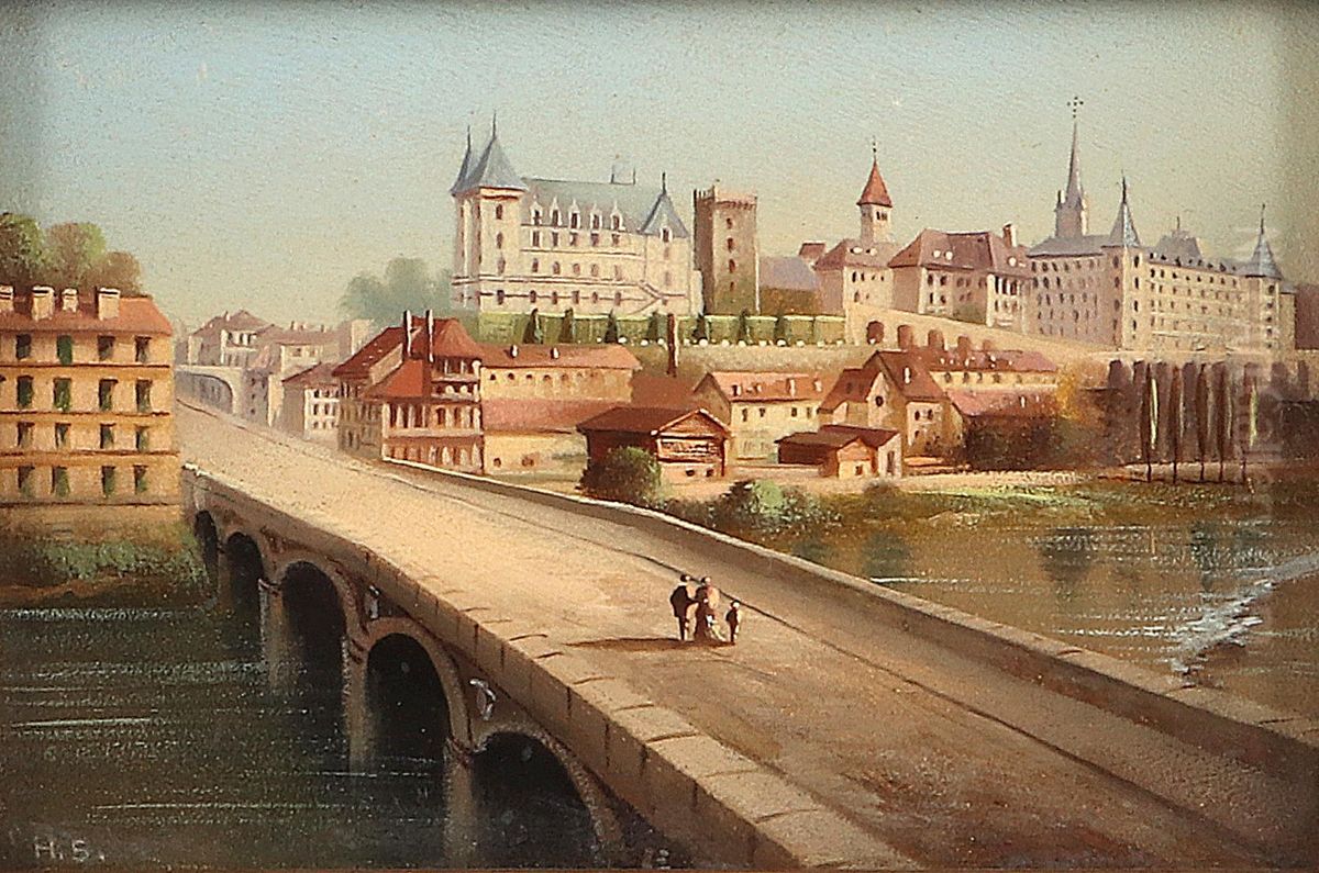 Brucke in Genf Oil Painting by Hubert Sattler