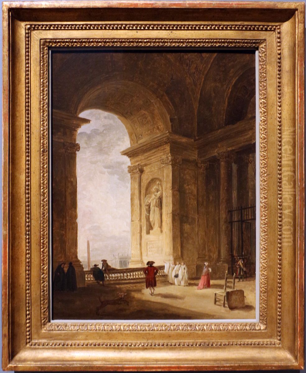 Loggiato che guarda a piazza san Pietro, Roma Oil Painting by Hubert Robert