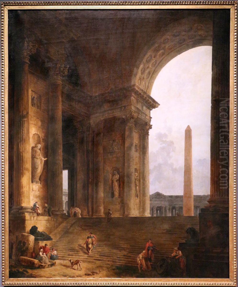 The obelisc Oil Painting by Hubert Robert