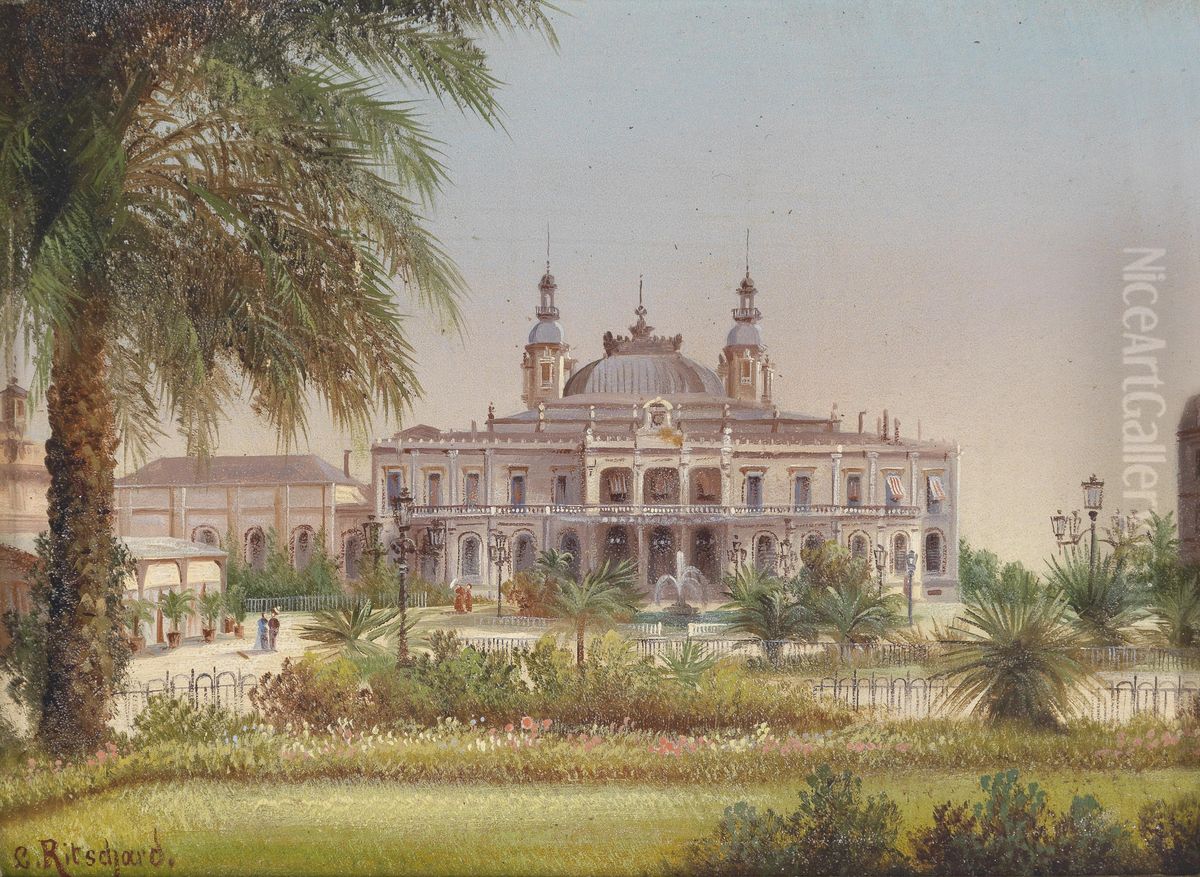 Monte Carlo (place du Casino) Oil Painting by Hubert Sattler