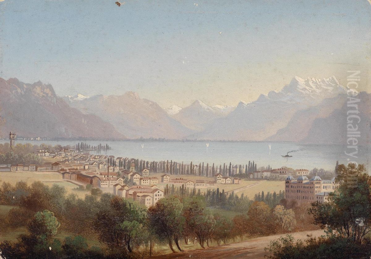 Vevey Oil Painting by Hubert Sattler