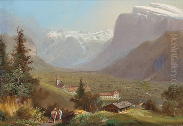 Blick auf Engelberg (Obwalden), Schweiz Oil Painting by Hubert Sattler