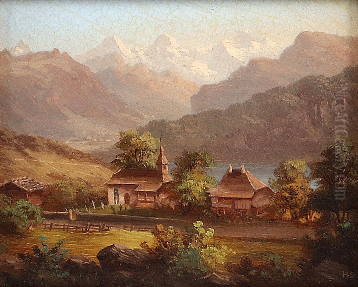 Lake Thun Oil Painting by Hubert Sattler