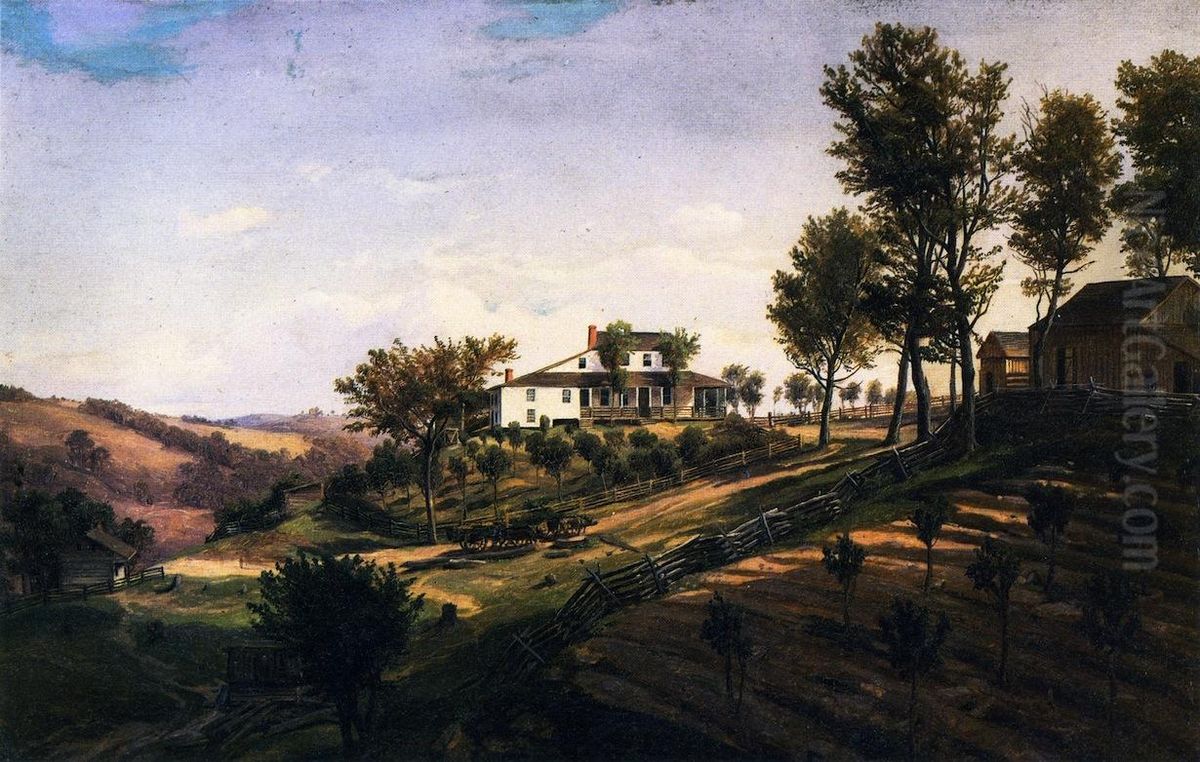 Hubbard Farm of Dana on Chapline Hill Oil Painting by Hermann Lungkwitz