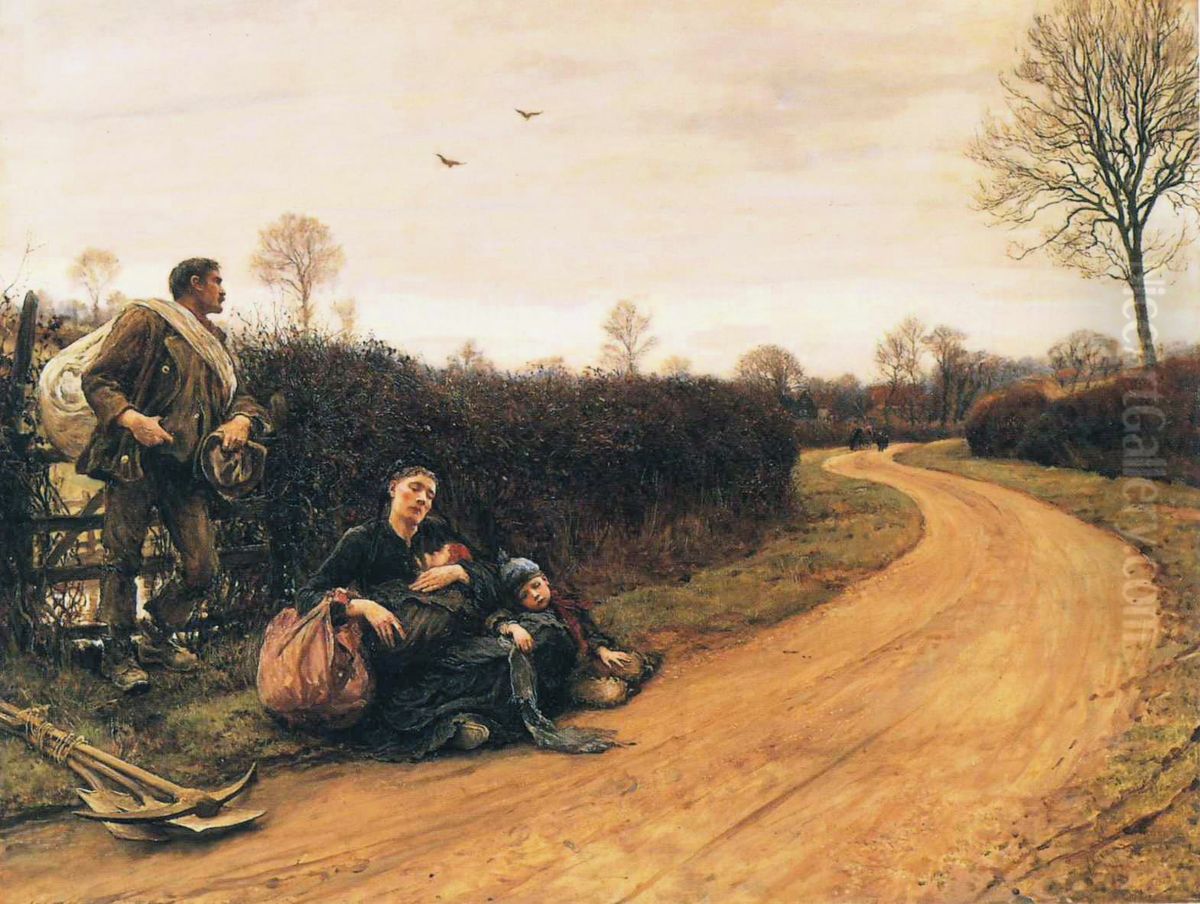 Hard times Oil Painting by Hubert von Herkomer