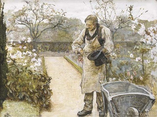 The old gardener Oil Painting by Hubert von Herkomer