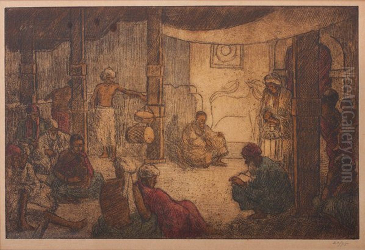 Reading Scripture, Ceylon Oil Painting by Charles William Bartlett