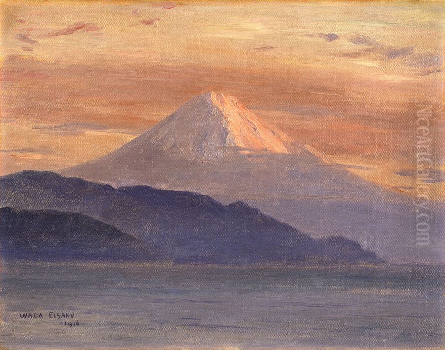 Red Fuji Oil Painting by Eisaku Wada