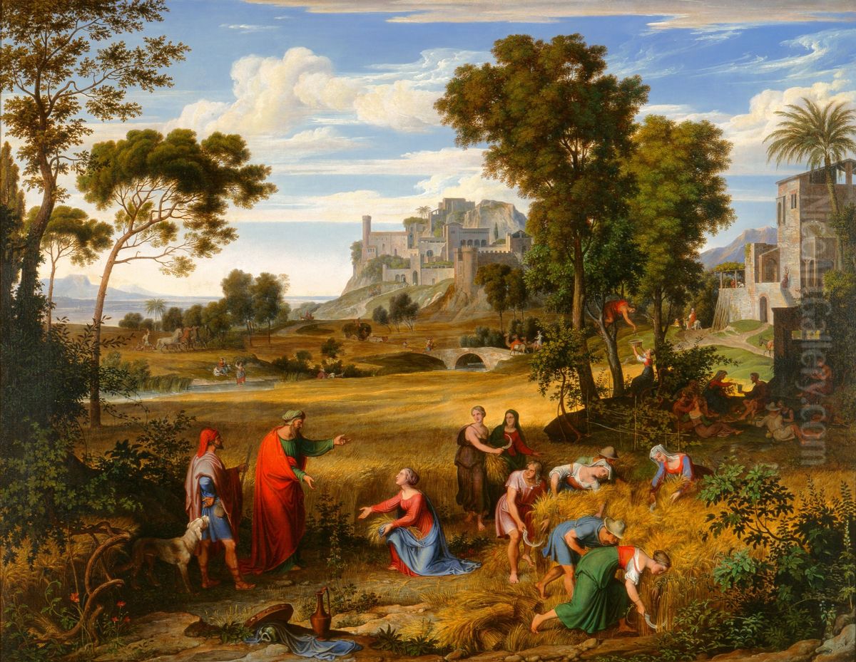 Landscape with Ruth and Boaz Oil Painting by Joseph Anton Koch
