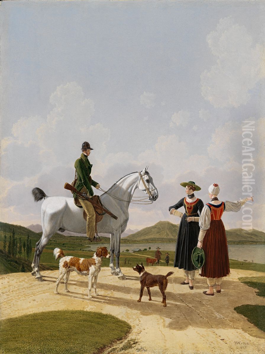 Horseman at the Tegernsee Oil Painting by Wilhelm von Kobell (1766-1853)