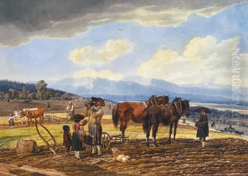 Rast beim Pflugen Oil Painting by Wilhelm von Kobell (1766-1853)