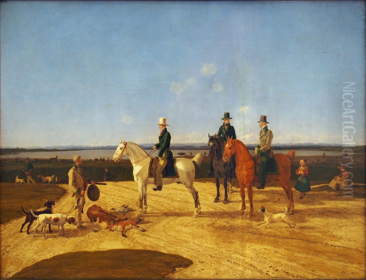 Drei Jager zu Pferde Oil Painting by Wilhelm von Kobell (1766-1853)