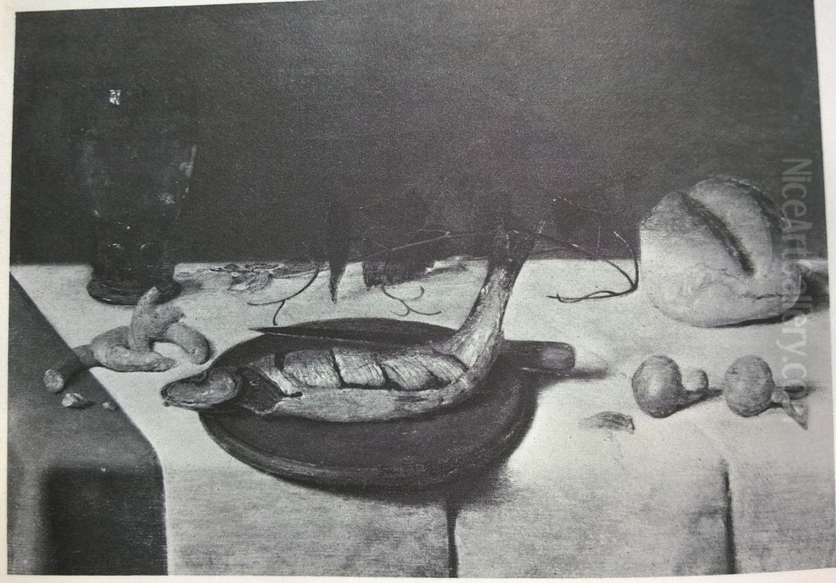 Still life of a laid table with herring Oil Painting by Johannes Cornelisz Verspronck