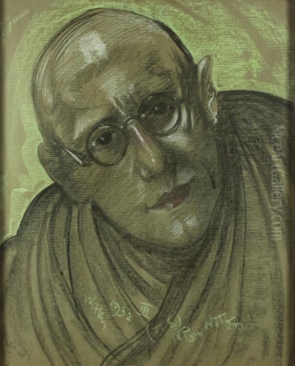 Portrait of Edmund Strazyski or Jaroslaw Mikolaj Leszczynski Oil Painting by Stanislaw Ignacy Witkiewicz (Witkacy)