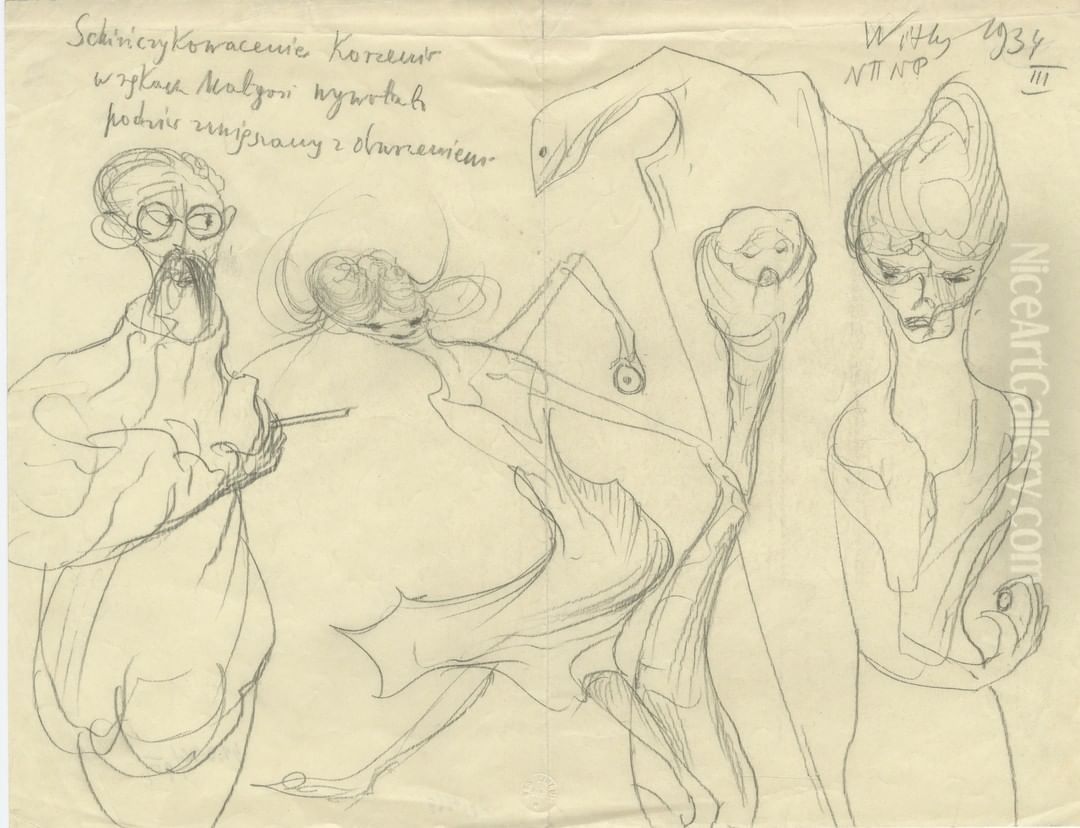 Schinczykowacenie korzeni... Oil Painting by Stanislaw Ignacy Witkiewicz (Witkacy)