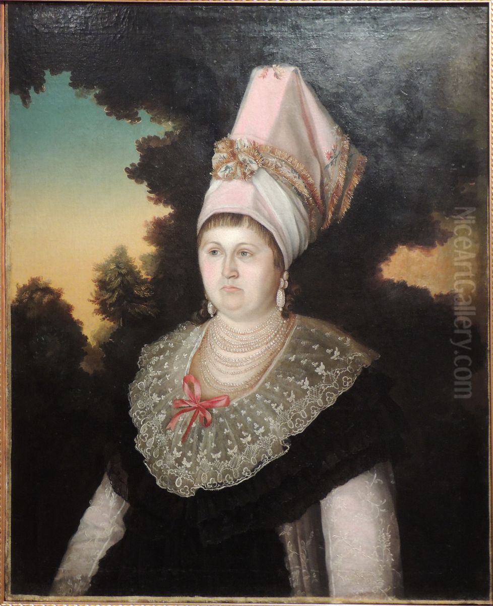 Siberian (?) merchant woman Oil Painting by unknown