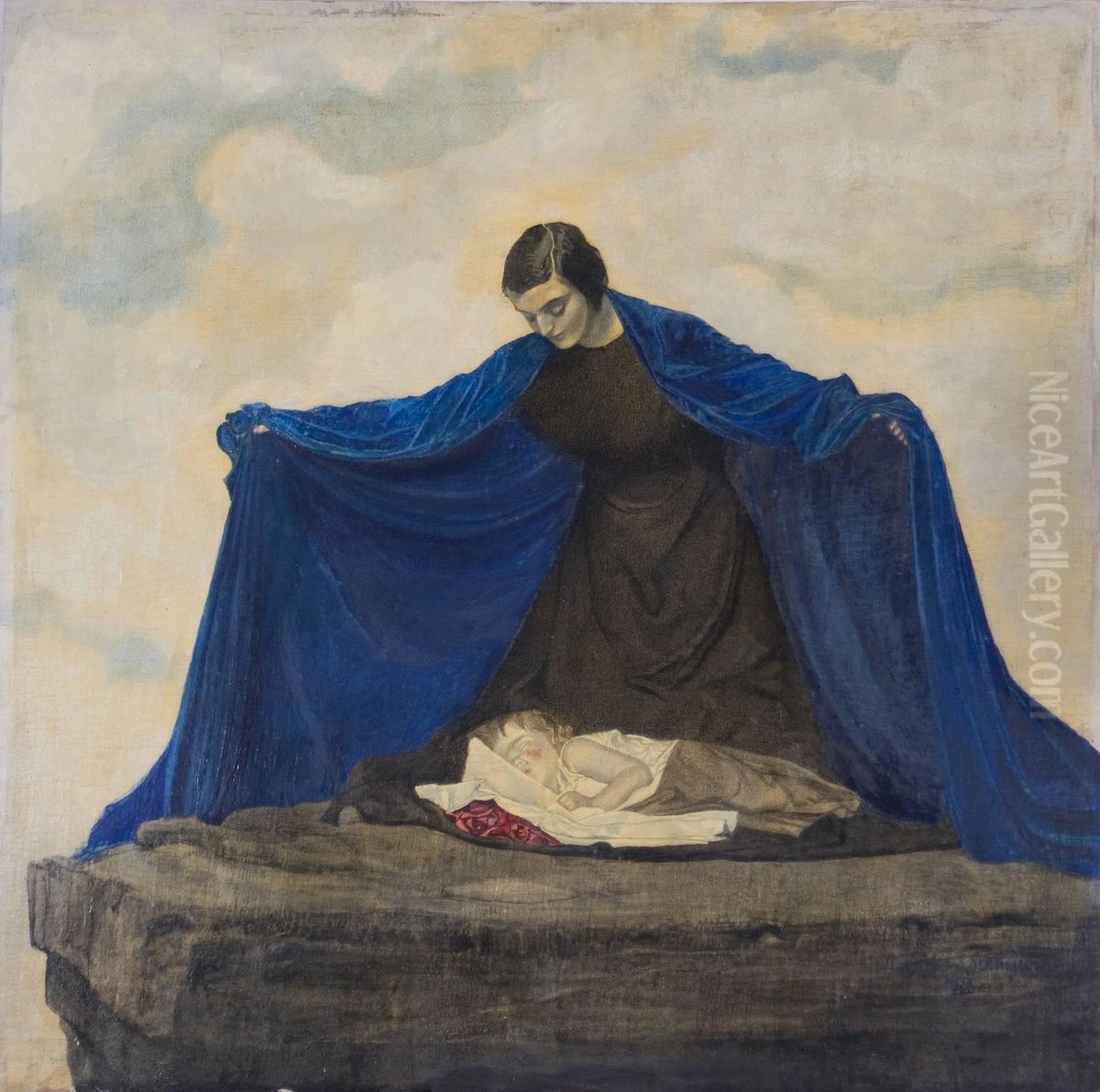 Knabe unter dem Schutzmantel Oil Painting by Sidonie Springer