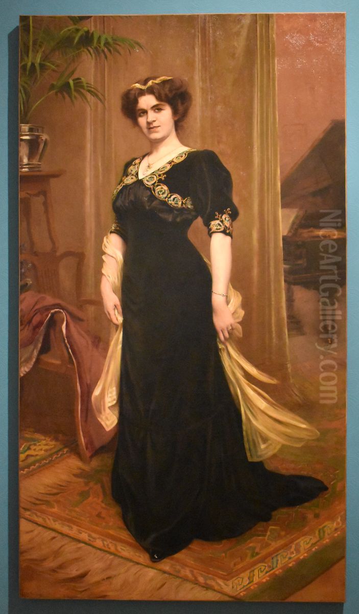 Portrait de femme en pied Oil Painting by Servais Joseph Detilleux