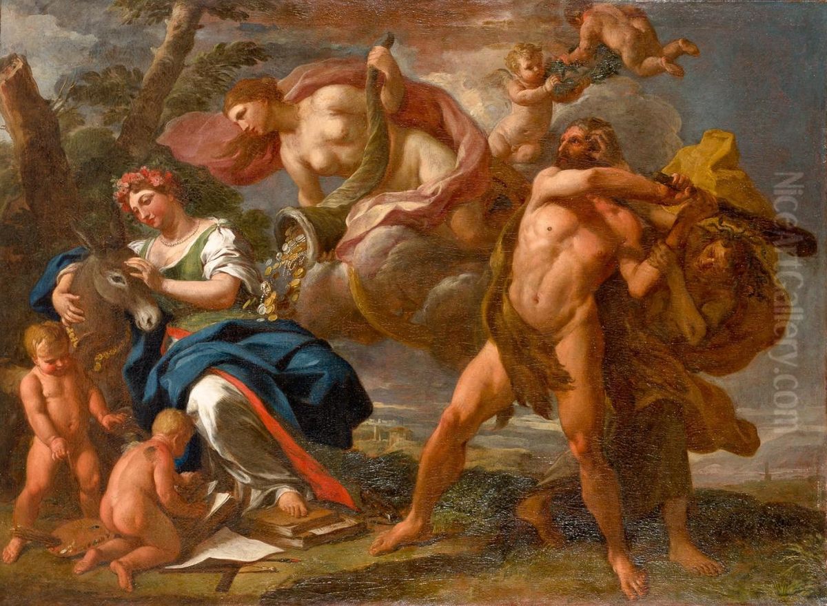 Heracles and Omphale Oil Painting by Hubertus Quellinus