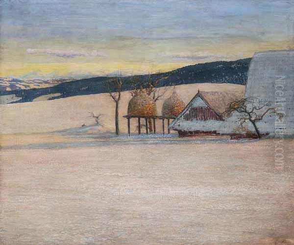 Winter landscape Oil Painting by Hugo Baar