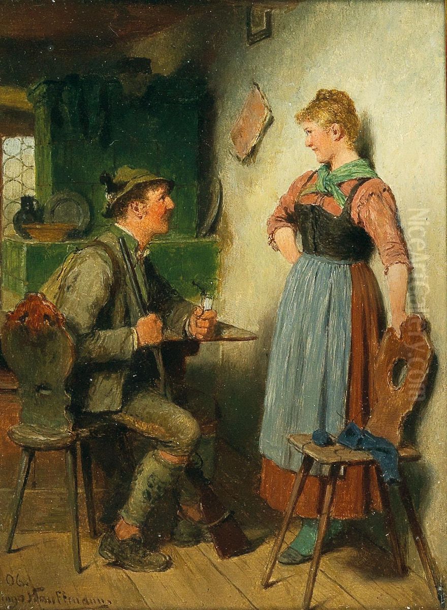 Rural Couple Oil Painting by Hugo Kauffmann