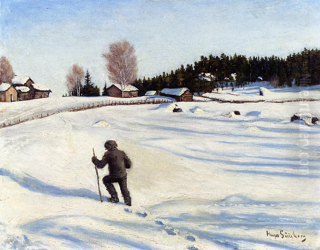 Winter Landscape Oil Painting by Hugo Simberg