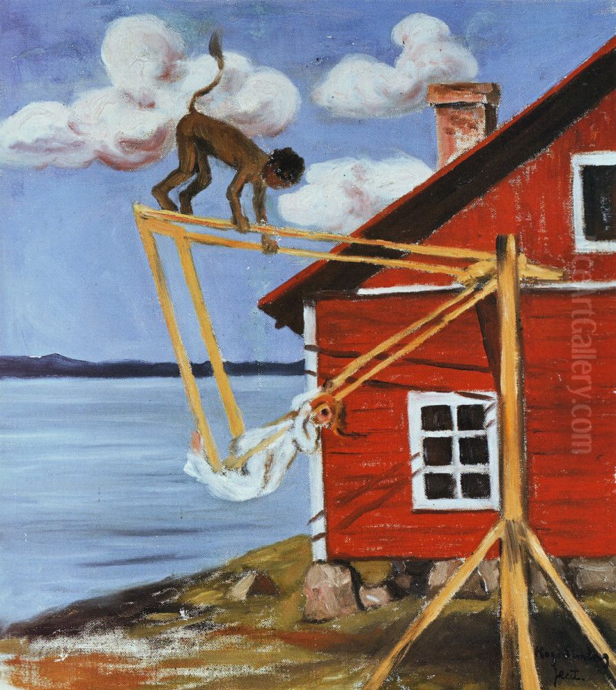 Pirunkiikku Oil Painting by Hugo Simberg