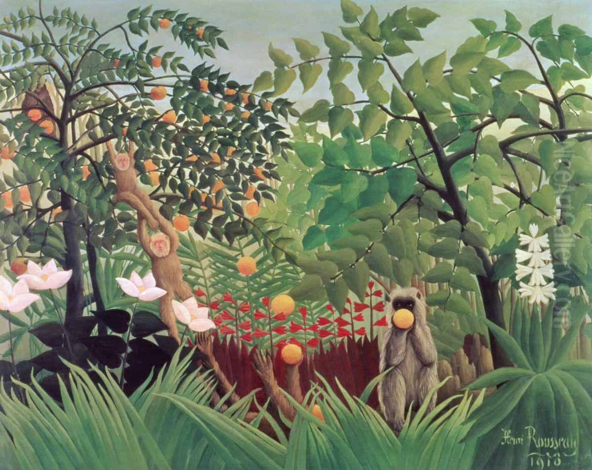 Exotic Landscape Oil Painting by Henri Julien Rousseau