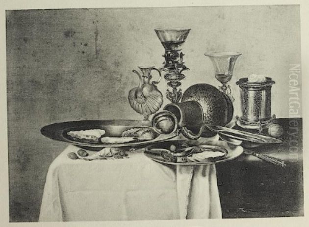 Still life with objects on a table Oil Painting by Willem Claesz. Heda