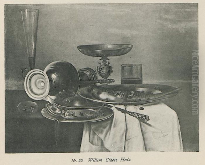 Still life with objects on a table Oil Painting by Willem Claesz. Heda