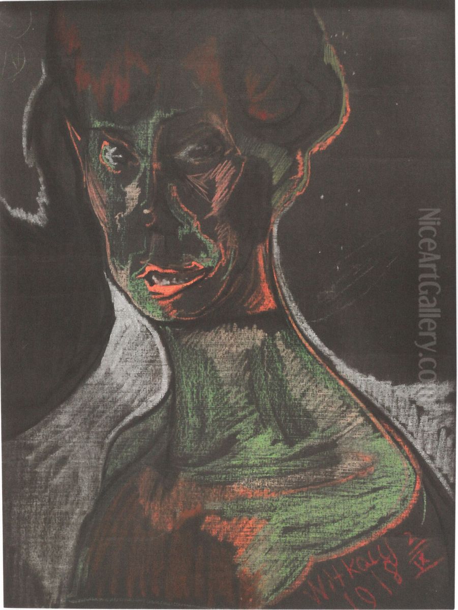 Portrait of Emil Breiter, as a woman Oil Painting by Stanislaw Ignacy Witkiewicz (Witkacy)