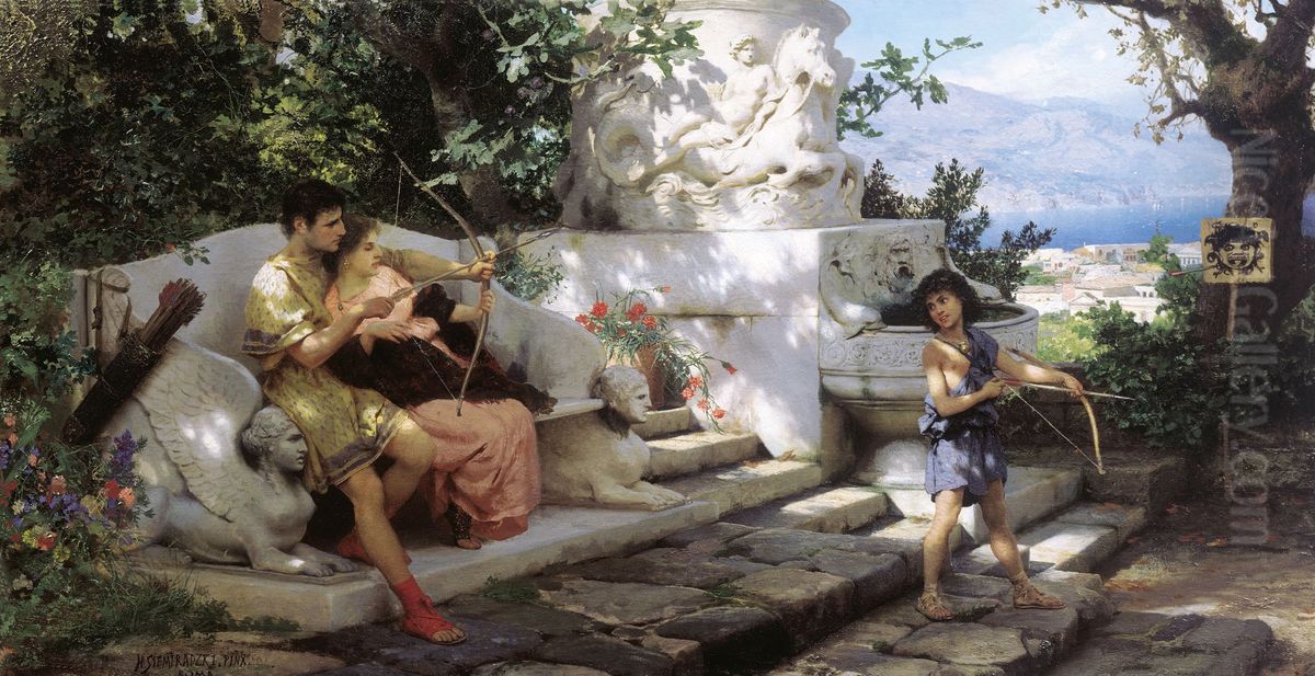 A dangerous lesson Oil Painting by Henryk Siemiradzki