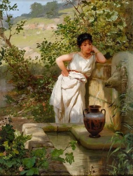 U studni Oil Painting by Henryk Siemiradzki