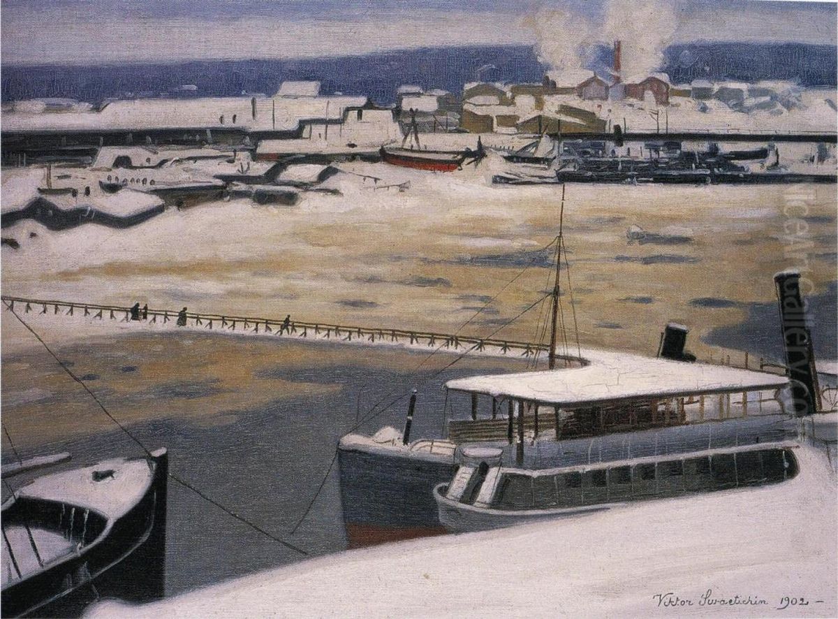 Talvinen satama Oil Painting by Vyborg Historical Museum
