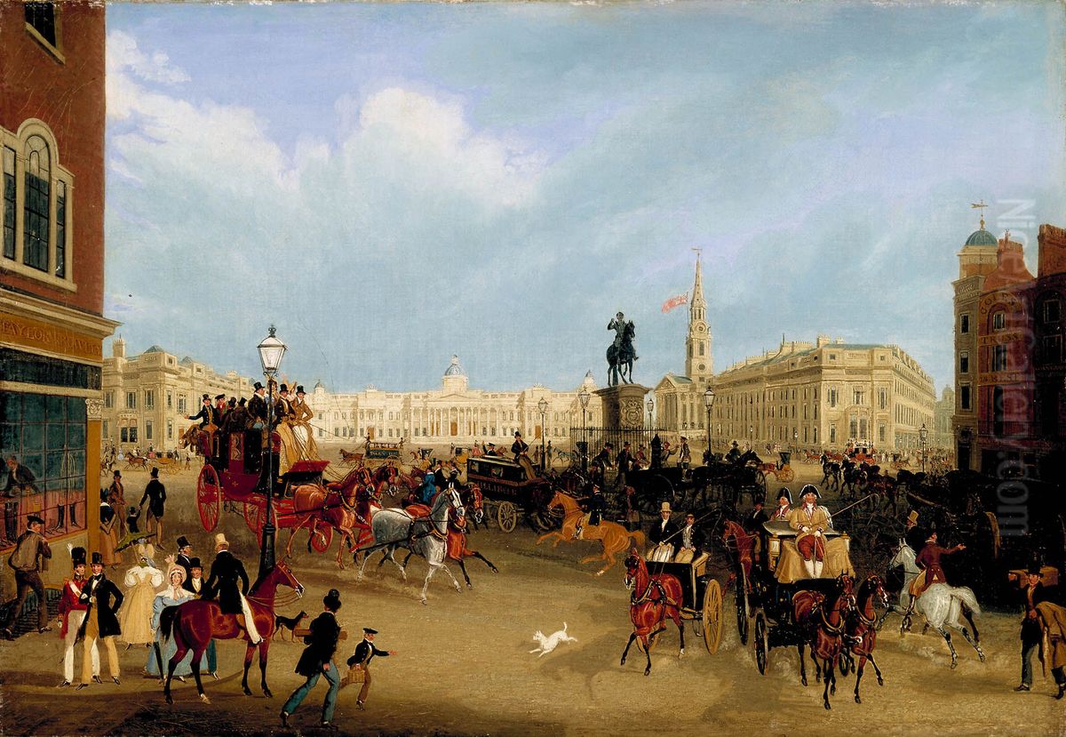 Trafalgar Square. Oil Painting by unknown