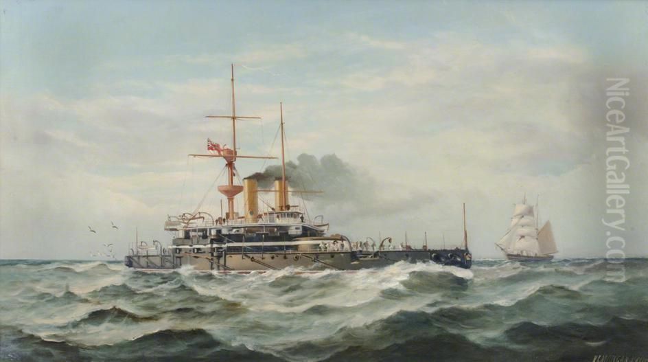 HMS 'Trafalgar' Oil Painting by Henry J. Morgan