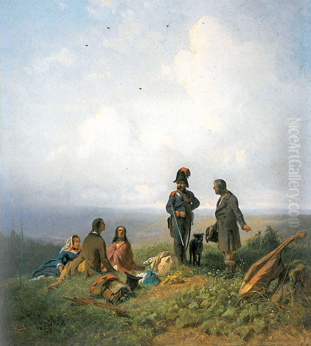 Wo ist der Pass? Oil Painting by Carl Spitzweg