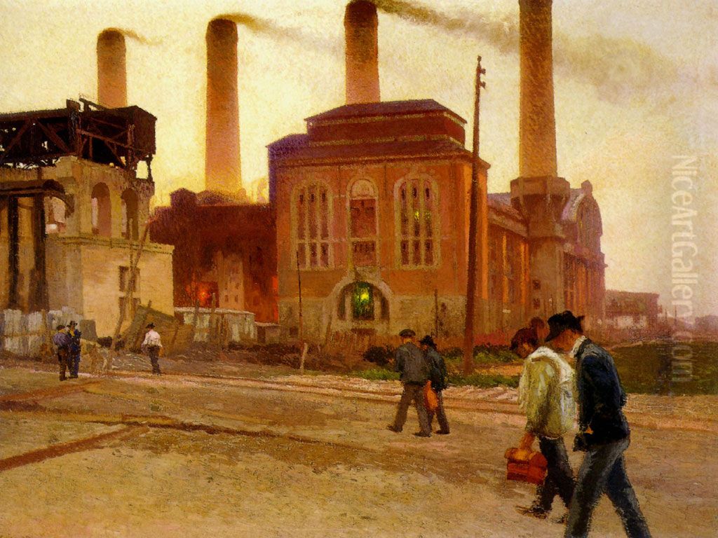 Factories Oil Painting by Pio Collivadino