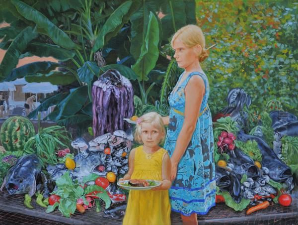 Dinner Oil Painting by Simon Kozhin