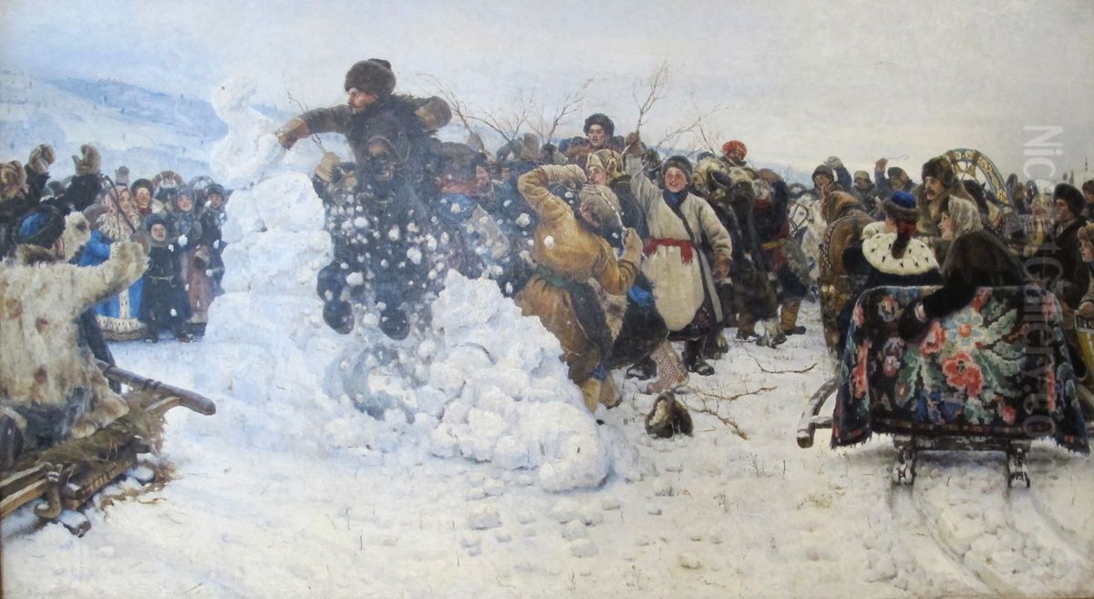 presa della fortezza di neve dalla tempesta Oil Painting by unknown