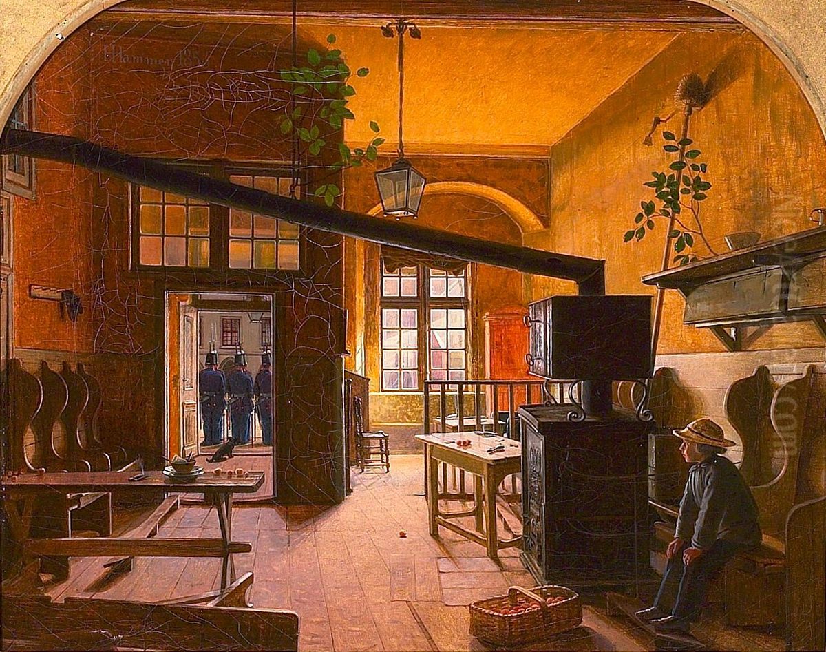 Guard Room in Kiel Oil Painting by Hans Jorgen Hammer