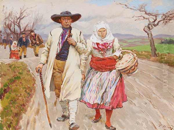 Moravians Oil Painting by Vaclav Maly