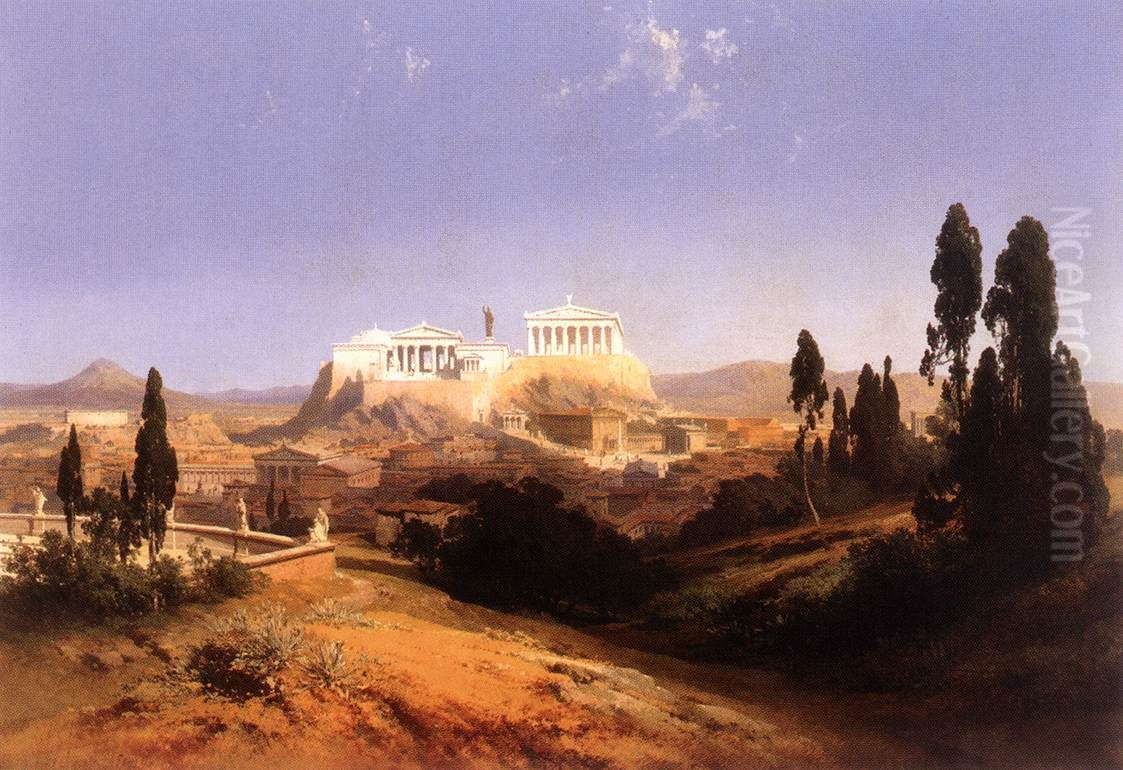 View of Athens Oil Painting by Carl Graeb