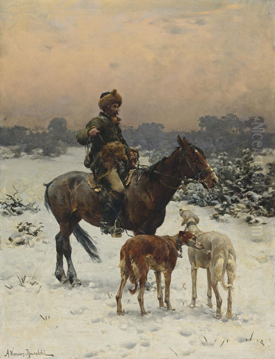 Ein windiger Tag Oil Painting by Alfred Wierusz-Kowalski