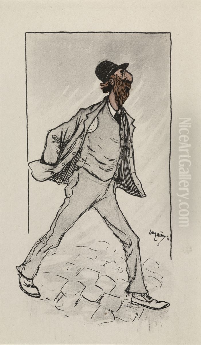 Karikatur av Frederik Collett Oil Painting by Gustav Laerum