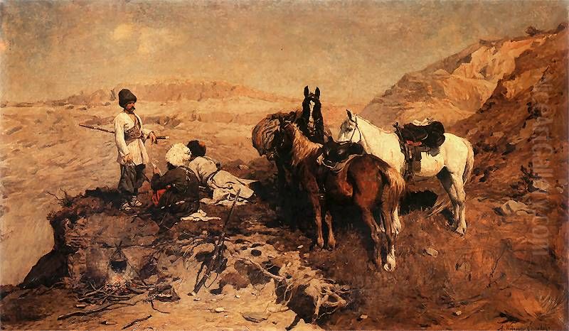 Caucasian scouts Oil Painting by unknown